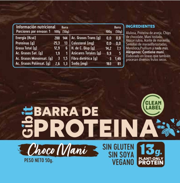 Barra Proteína Gibit - Cacao Maní 45 g (16 un)