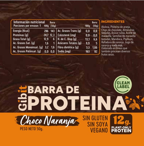 Barra Proteína Gibit - Choco Naranja 45 g (5 un)