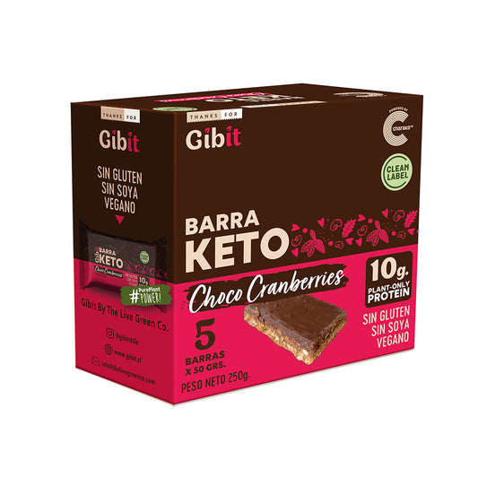 Barra Proteína Gibit - Choco Cranberries Keto 45 g (5 un)